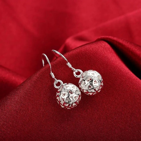 925 Sterling Silver classic fine ball earrings for Women Luxury Fashion … - Picture 6 of 6
